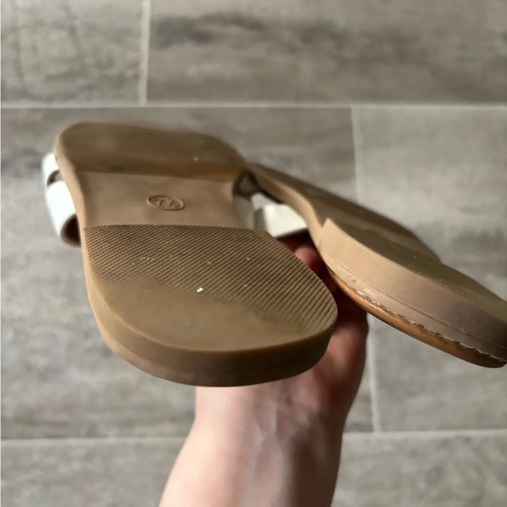 A New Day White Slide Sandals with Tan Ring Detail - Picture 6 of 6